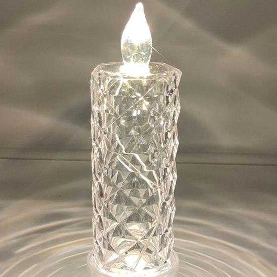 LED Candle Lights Romantic Rose Shadow Flameless Candles Lamp Elegant Crystal-like Pillar Candles for Home Decor Wedding Anniversary