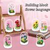 Building Block Flower Simulation Bouquet Rose Eternal Flower Sunflower Carnation Assembly Toy Decoration, Girl Gift
