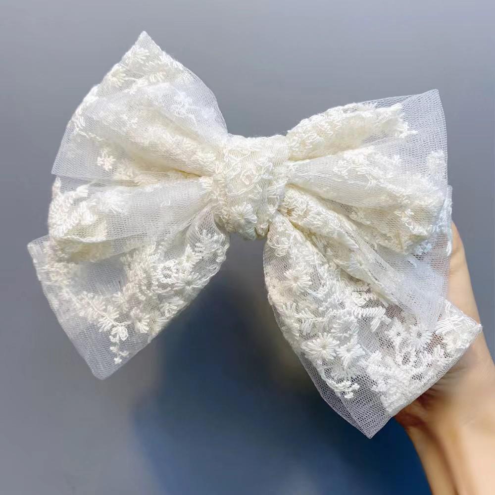Lace Hair Clip Hairpins Black White Bow Knot Hair Barrettes Ribbon Women Vintage Flower Hair Ornament Fashion Hair Accessories