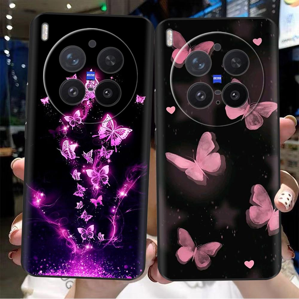 Чехол для VIVO X300 Pro Милый Мультяшный Кот Бабочка Мягкий Силиконовый Ударопрочный Бампер Чехол для Vivo X300 Fundas Защитные Чехлы