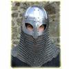 Medieval Replica Viking Helmet Battle Armor 18G Steel Top and Chainmail Mouth, Neck and Chest Protection