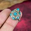 Синее Бирюзовое Цельное Стерлинговое Серебро Непальское Кольцо, Кольцо с Драгоценным Камнем Ручной Работы, Подарки для Матери Совершенно Новое Регулируемое Кольцо