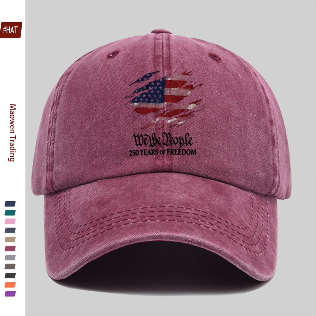 pc American Flag th Anniversary Print Baseball Cap with Confident and Proud Design Adjustable Strap Vintage Washed Fishing