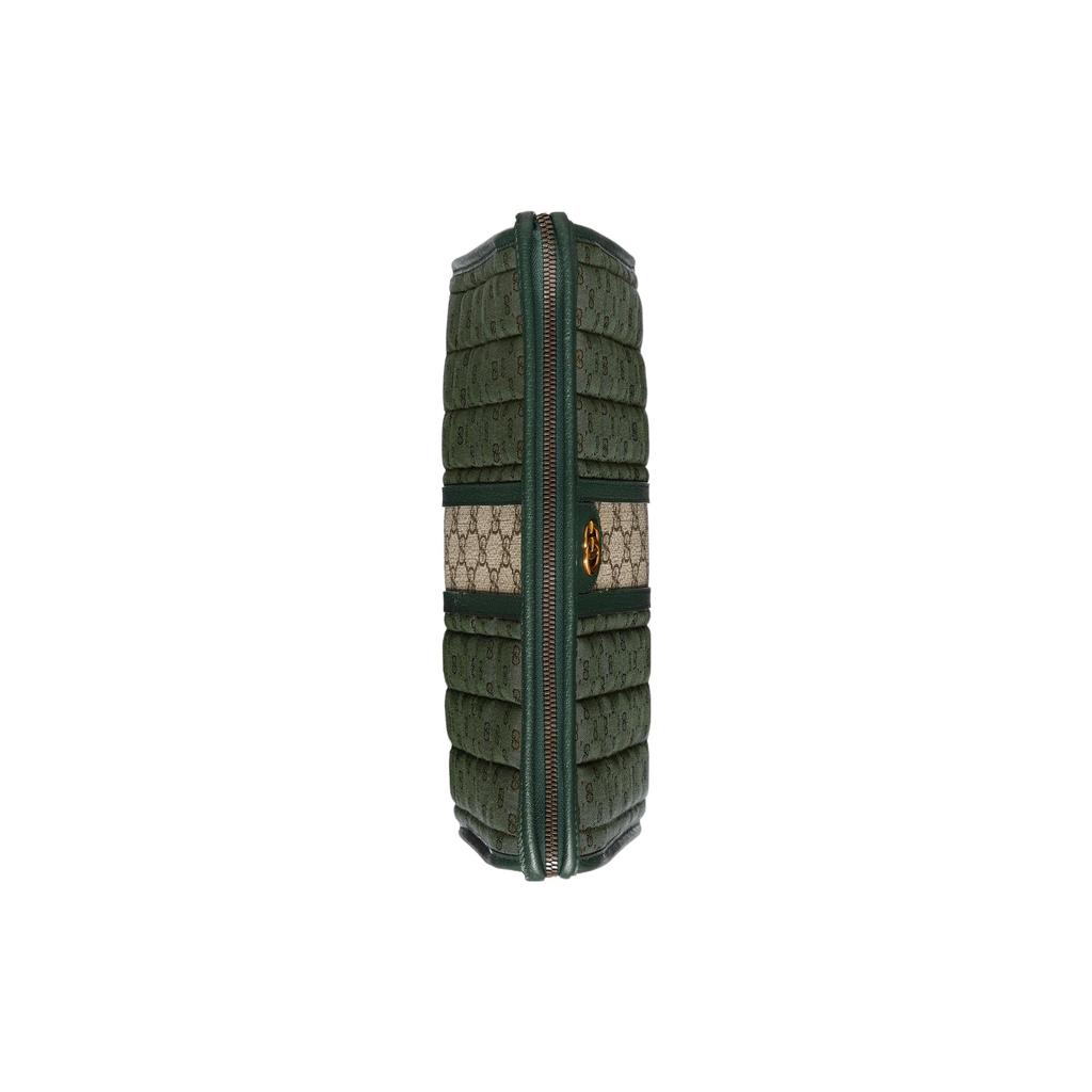 Gucci Double G Logo Zipper Closure Canvas And Leather Mini Clutch Men clutch Green 751912-FAB7W-3046