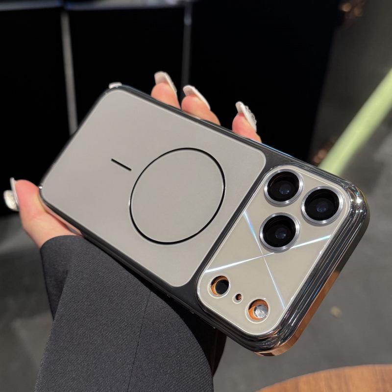 Совместим с iPhone 17 Pro Max: Покрытый чехол для телефона, Большое окно, Лазерный магнитный, Защитный для Apple 16/15 Pro.