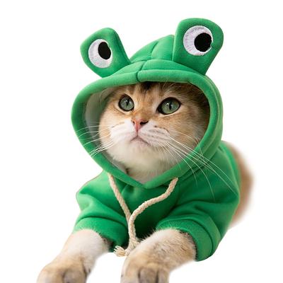 Толстовки для кошек Стильные Милые Животные Осень Зима Теплый Костюм Очаровательный для Кошек Котят Щенков Лягушка с Большими Глазами в