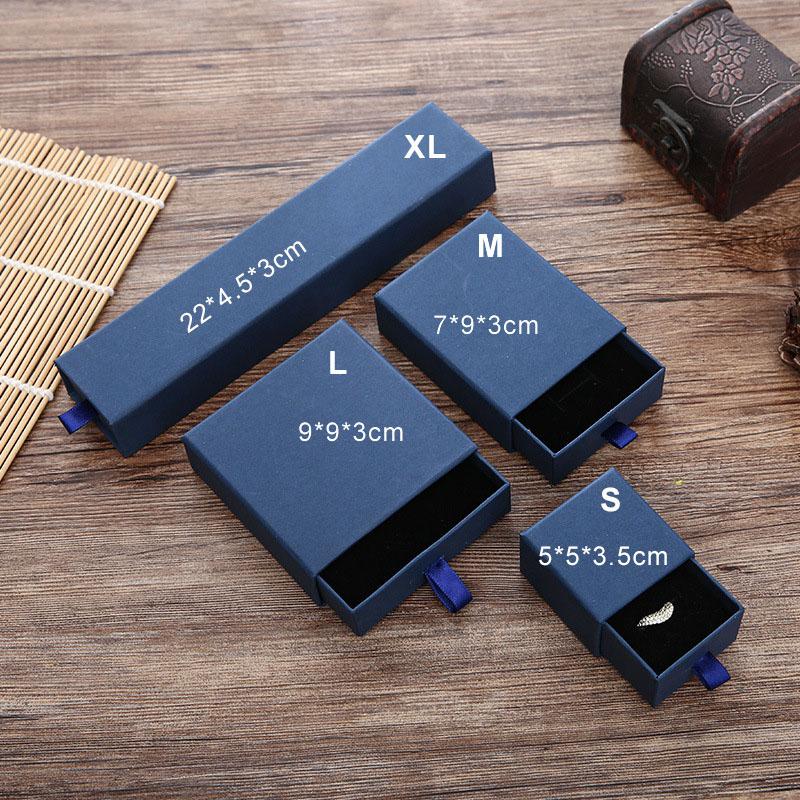 1PC Cardboard Packaging For Ring Earrings Jewelry Organizer Drawer Box Necklace Kraft Paper