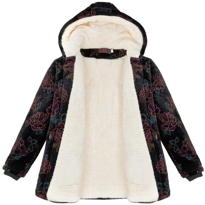 Зимняя женская толстая куртка с хлопковой подкладкой для пожилых людей, средняя и длинная часть, Золотая бархатная стеганая куртка с капюшоном