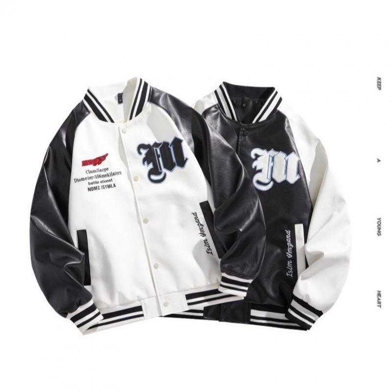 Осенняя новая вышитая кожаная куртка, модный тренд, универсальная бейсбольная куртка, мотоциклетный костюм, студенческая куртка для мужчин