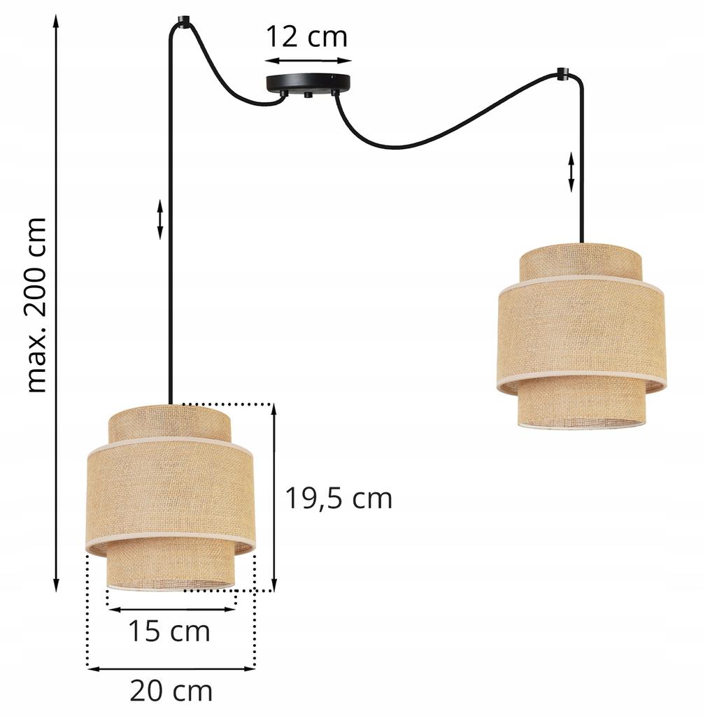 Hanging lamp, chandelier, ceiling lamp, boho jute lampshade