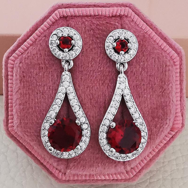 2pcs Pack Trendy Water Drop Crystal Silver Color Bride Jewelry Set for Wedding Drop Earring Necklace Pendant Women Gifts