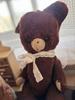 [USED] Antique Teddy Bear with Brown Ribbon, Approximately 30cm