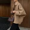 VAYLA Новая верхняя одежда Тренч для женщин Рукав «летучая мышь» Длинное пальто Зимнее Шерстяное пальто Тренч Коричневый Лацкан Средней длины Куртки