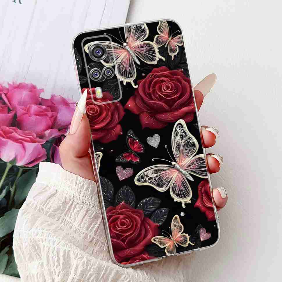 For vivo Y51 V2030 Case Cute Cat Butterfly TPU Soft Silicone Shockproof Cover For Vivo Y51 VIVOY51 6.58" Flowers Phone Cases