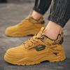 Новая мужская спортивная одинарная обувь, кожаный верх, повседневные кеды, молодые и молодые, толстая подошва, увеличивающая рост, нескользящая, рабочая обувь, желтая, для улицы