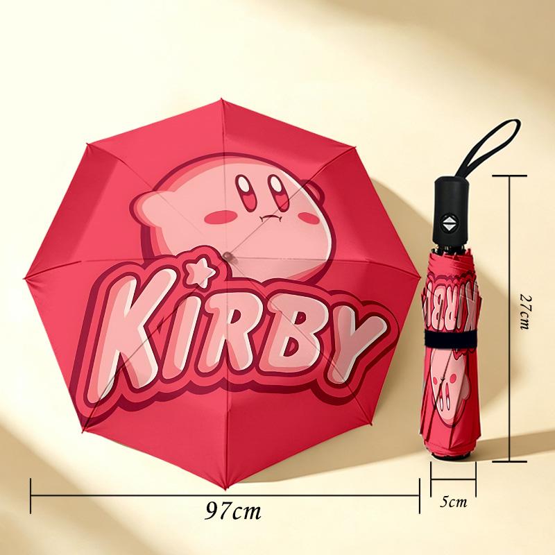 Kirby Adventure 8 Ribs 3Fold Black Glue Uv Protection Umbrella Sun Protection Rainproof Compact Folding Umbrella For Travel Daily Use C923863