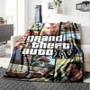 1 шт. Мягкое фланелевое одеяло Grand Theft Auto с дизайнерским принтом. Уютное одеяло для всех сезонов, идеально подходит для дивана, кровати, офиса