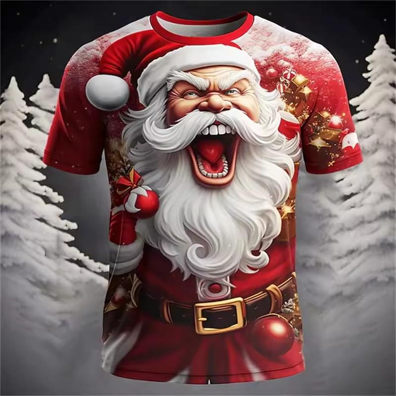 Christmas T Shirts Men 3D Santa Printed T-shirt Xmas Part Holiday Short Sleeve Men's Tops Fashion Oversize Clothes