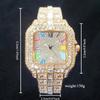 New Luxury Diamond Watch Men Fashion Bling Iced Out Square Quartz Watches Rap Hip Hop Rose Gold Relogio Masculino for Party