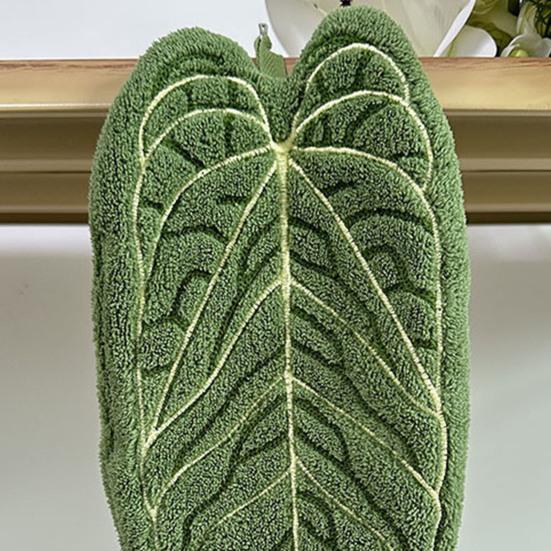 Полотенце для рук в форме листа Двустороннее подвесное полотенце Безворсовое Впитывающее Полотенце-лист с петлей для подвешивания для использования на кухне и в ванной