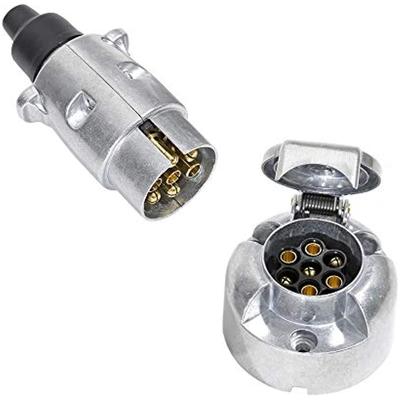 Металлические 7-контактные розетки для прицепа и 7-контактная розетка для прицепа, 12 В, водонепроницаемая металлическая розетка для прицепа, 7-контактная гнездовая и мужская розетка для грузовика Rv, автоматический разъем Trai