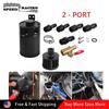 Aluminum Racing Baffled Oil Catch Can Tank 2-Port Reservoir with Drain Valve Breather Cylinder Filter Kit for GM OCC-1023A