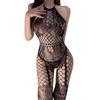 Sexy Lingerie Open File Free Passion Mesh Socks Temptation Transparent One-piece Mesh Suit Black Silk Uniform Suit