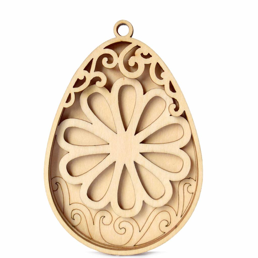 Bunnies Eggs Shape Cutouts Unfinished Wood Slices for Adult Children Painting Hanging Ornament Home Decoration