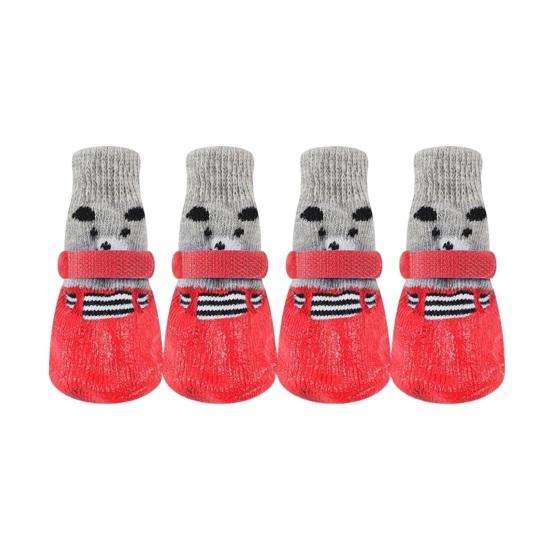 4 шт. обувь для собак водонепроницаемые сапоги для домашних животных для зимних прогулок по снегу противоскользящие защитные накладки на лапы для маленьких средних и больших собак