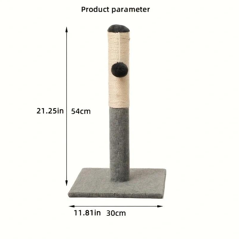 Gray Natural Sisal Cat Scratching Post with Toy Ball Velvet Base Suitable for Adult And Kitten Indoor Cats Interactive Pet Toys