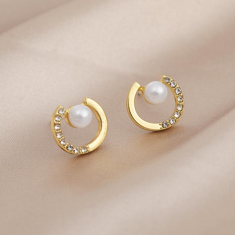 Изысканные серьги-гвоздики золотого цвета для женщин, свадебные украшения, круглые серьги, подарки на годовщину и помолвку