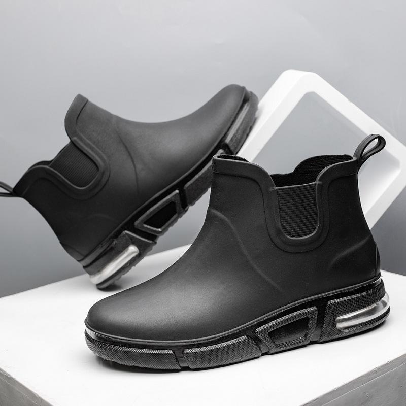 Модные мужские резиновые сапоги, водонепроницаемые резиновые сапоги, ботильоны для рыбалки, мойки автомобиля, водонепроницаемые, ПВХ, мужские, зимние, модные, для улицы, плоские, нескользящие, удобные