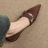 Мода 2025 Новая весна Винтажные женские туфли Мэри Джейн с острым носком Модные туфли на неглубоком толстом каблуке для свадебной вечеринки Туфли-лодочки на высоком каблуке