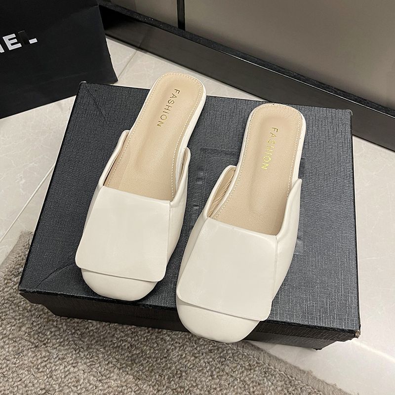 Удобная и универсальная сумка на голову, верхняя одежда, нескользящие квадратные носки, плоская подошва, полушлепанцы, ленивые полушлепанцы, женская обувь, тапочки