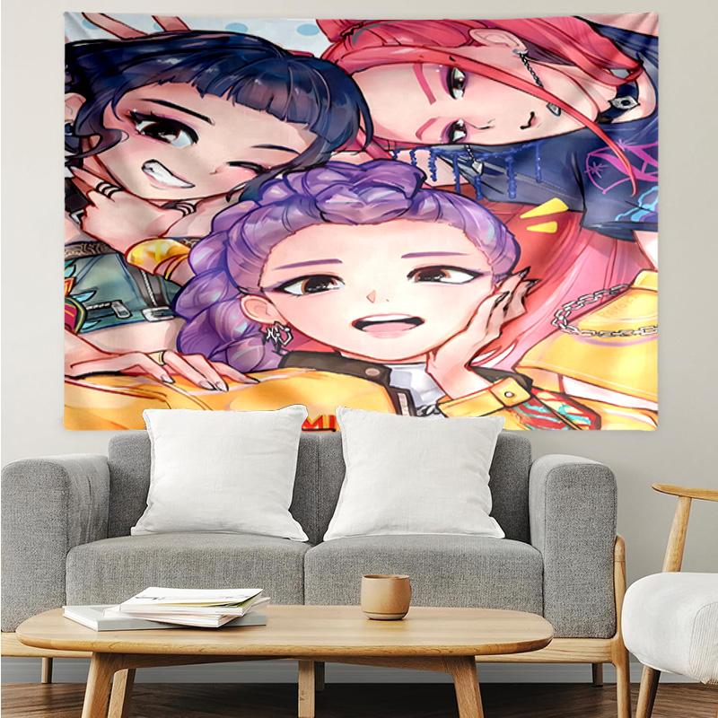 1PC Kpop cartoon K-pop music group Tapestry Accessories for Bedroom,Livingroom, dormitory Room Wall Decor Fan Birthday Gifts