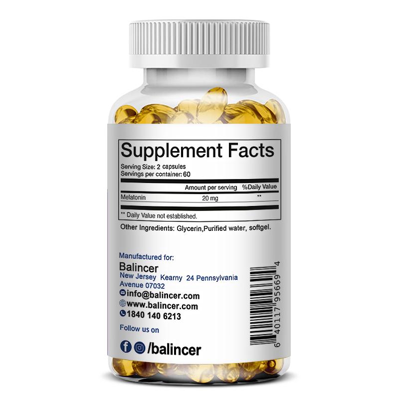 Balincer Melatonin Capsules,120 Capsules,Promotes Sound Natural Sleep