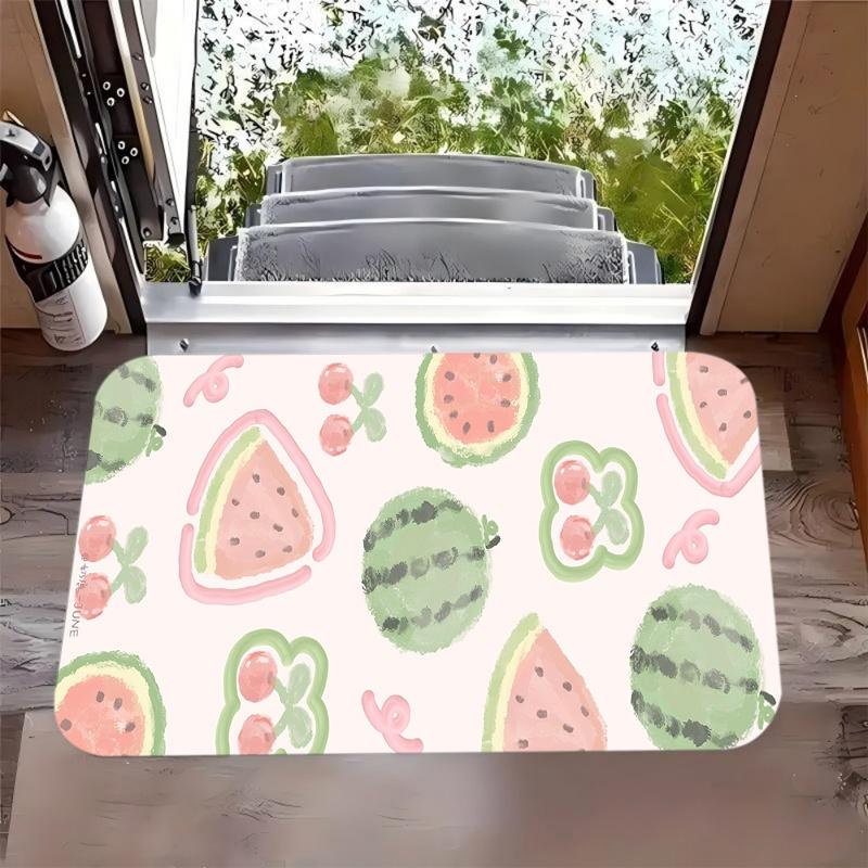 Watercolor Purple Blueberry Print Door Mat Anti Slip Entrance Doormat Cute Fruit Leaf Dot Pattern Rug Kitchen Entryway Decor