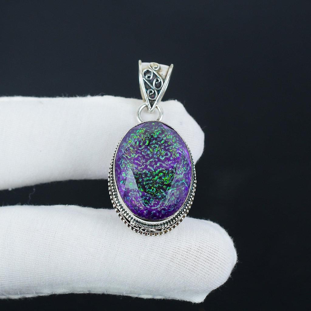 Серебряный кулон с желтым триплетным опалом из стерлингового серебра 925 пробы — овальный дизайн ручной работы, повседневные украшения, подарки на день Святого Валентина