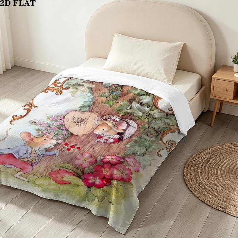 Brambly Hedge Print Flannel Blanket, High quality Comfortable for All Seasons, Home Decor, Warmth and Comfort, Perfect for Christmas Gifts