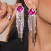High-Grade Luxury Sparkling Crystal Long Tassel Earrings Fashion High-Class Sense Of Earrings Women's Earrings 1 Pair