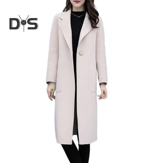 Женское зимнее пальто с отложным воротником, длинным рукавом, средней длины, плотное, однотонное, ветрозащитное, теплое, свободное, корейский стиль, с одним карманом на пуговицах, женское пальто