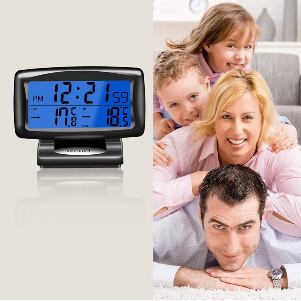 Автомобильные часы-термометр 2 в 1 Цифровые часы и измеритель температуры с ЖК-дисплеем с подсветкой Переключение 12 ч/24 ч для