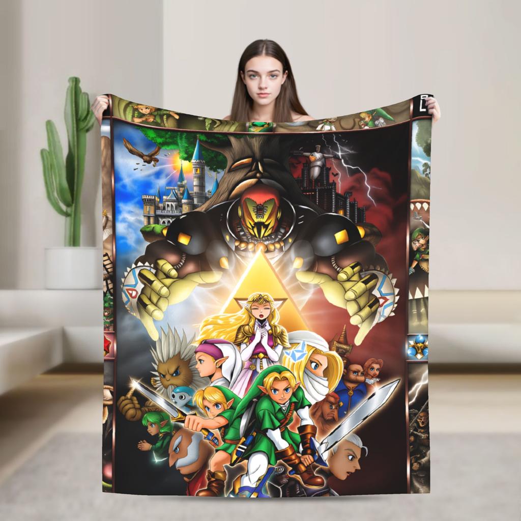 Link Cartoon Z-Zeldas Soft Warm Blanket Decorative Plush Throw Blanket Aesthetic Couch Chair Flannel Bedspread Sofa Bed Cover
