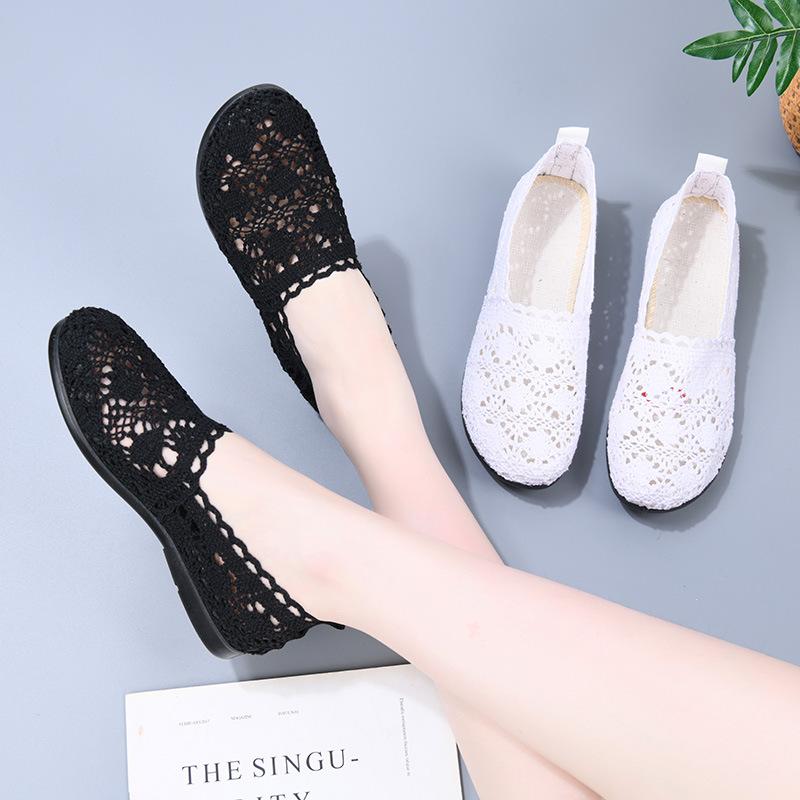 Женская обувь Рыбацкая обувь Женская сетчатая дышащая обувь на плоской подошве с мягкой подошвой Женская обувь в горошек Женская обувь Туфли на плоской подошве