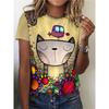 Милая мультяшная футболка с графикой кота Женская забавная повседневная футболка с 3D-принтом кошек Харадзюку уличная футболка Летняя повседневная модная футболка