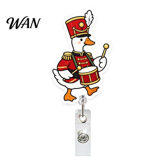 Back to School Badge Reel Christmas Goose Retractable Holder, 360 Degree Rotating Clip Durable Lightweight Cord, Acrylic for Office And Staff