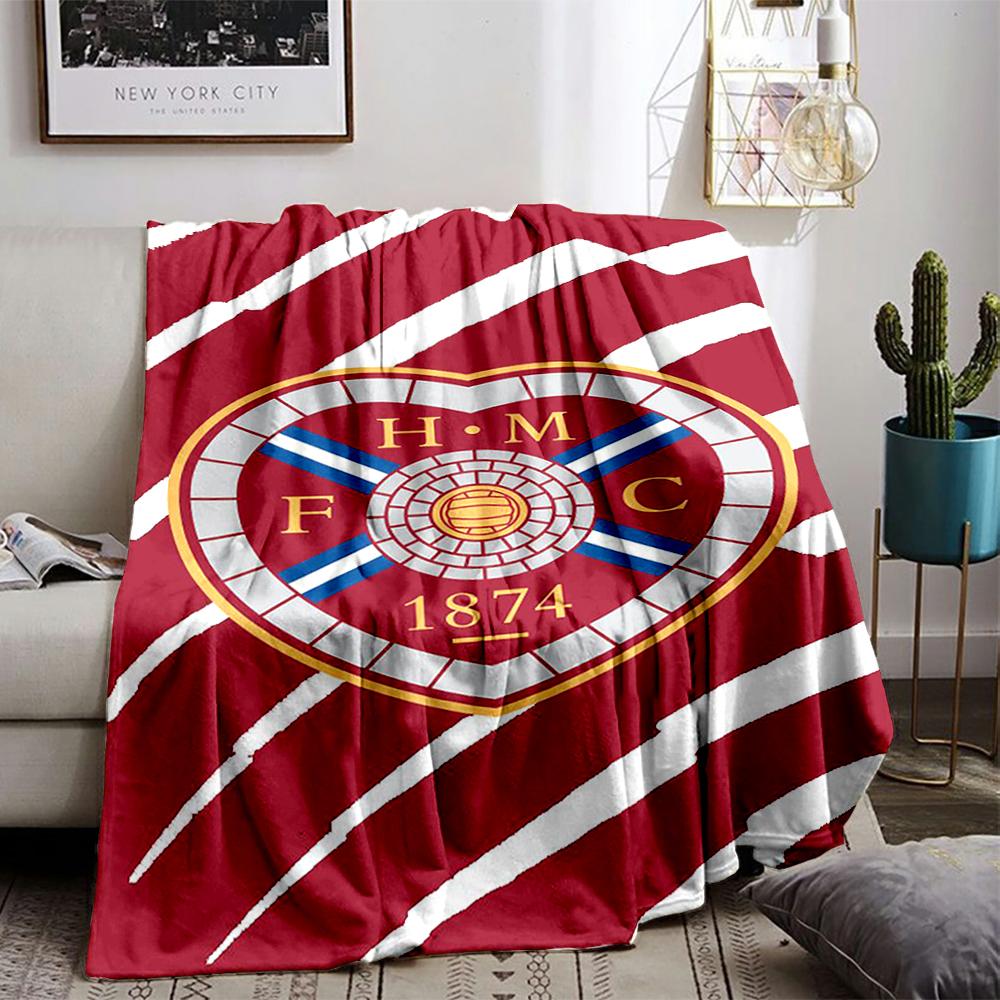 Heart Emblem with Red Stripes Flannel blanket for bedroom, living room, sofa, and nap