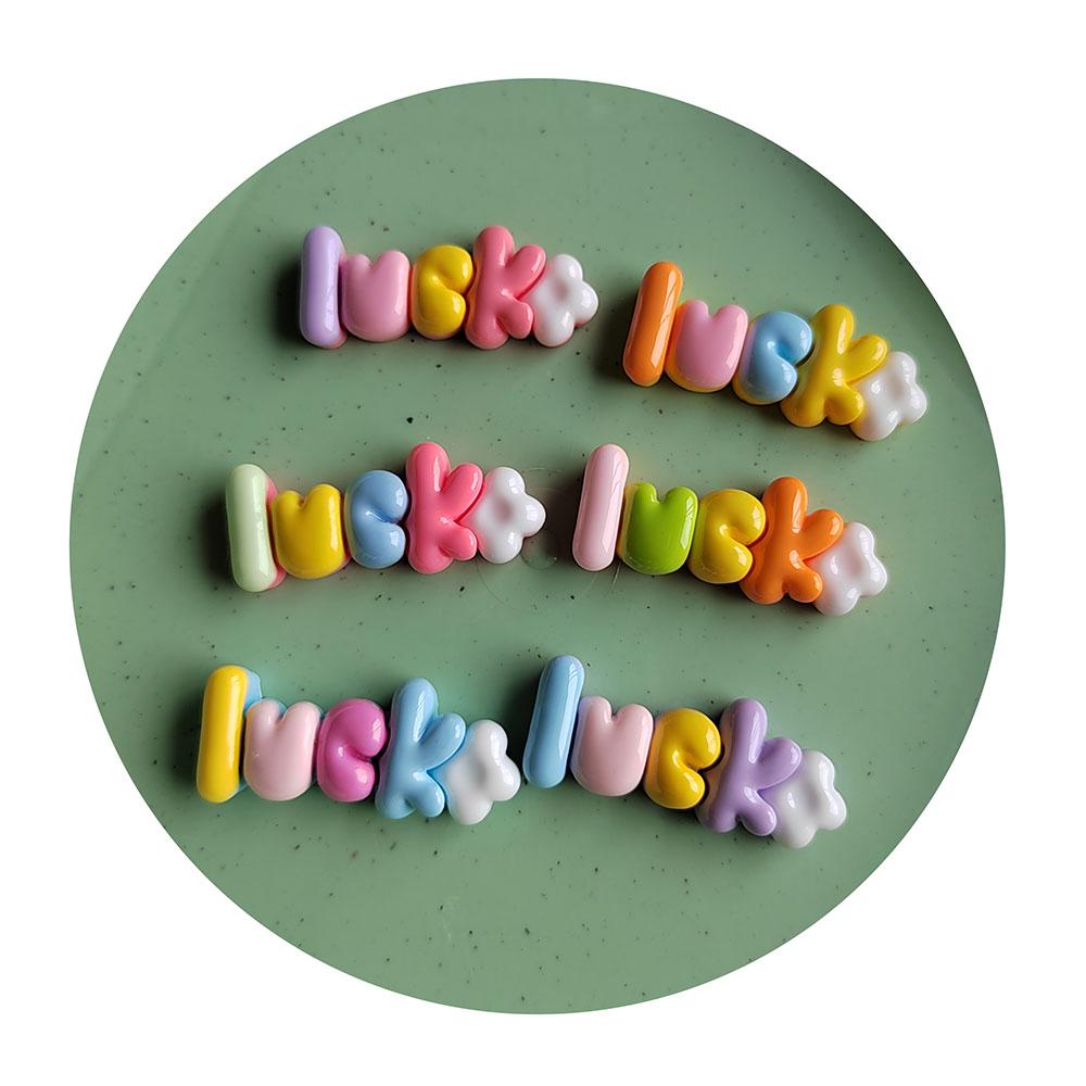 Lovely LUCK Letter Resin Mini Charms Flatback Stickers for Nail Art Ornaments Diy Accessories