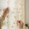 1 шт. жаккардовая вышитая кружевная занавеска с карманом для штанги с рисунком листьев гинкго, подходит для гостиной и спальни - прозрачные и светопропускающие занавески