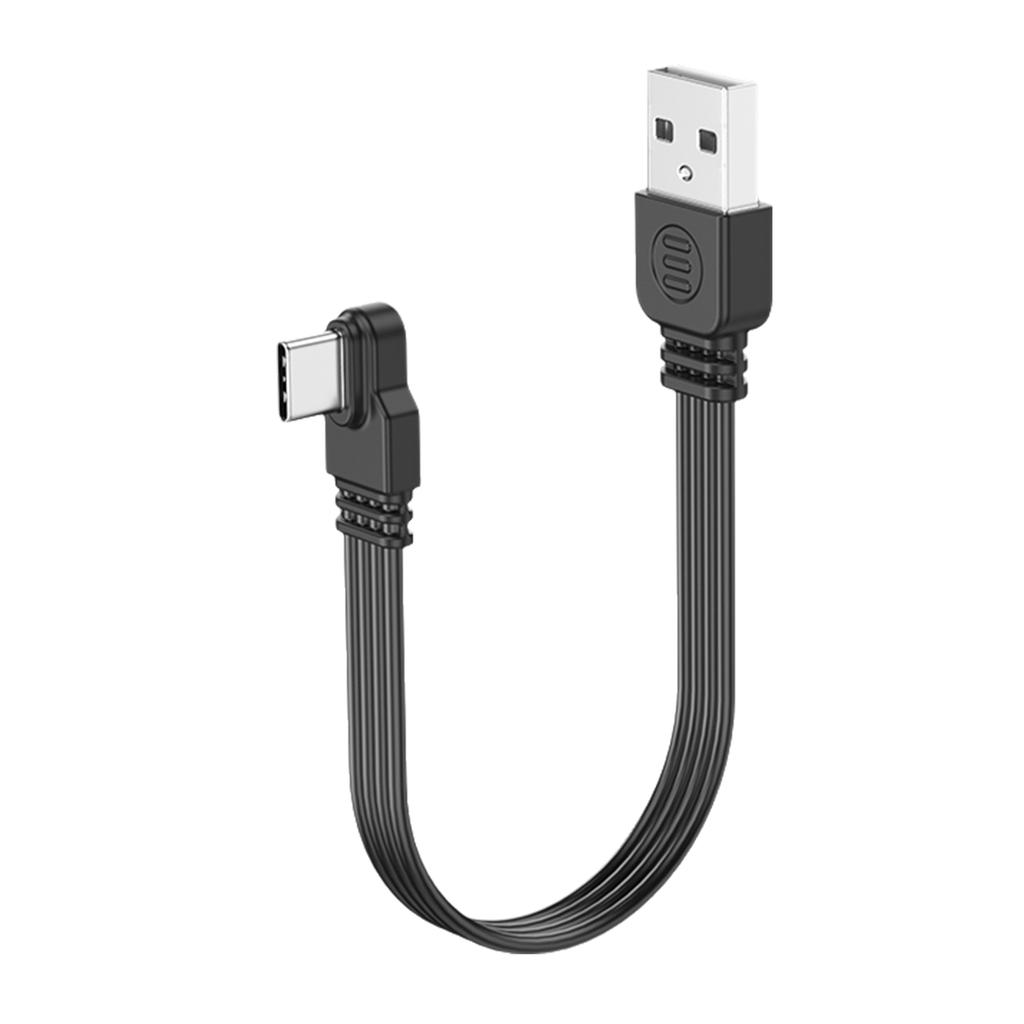 Кабель передачи данных USB 2.0 - Type C, 2 А, быстрая зарядка, скорость передачи данных 480 Мбит/с, плоский провод, колено 90 градусов для планшетов и телефонов